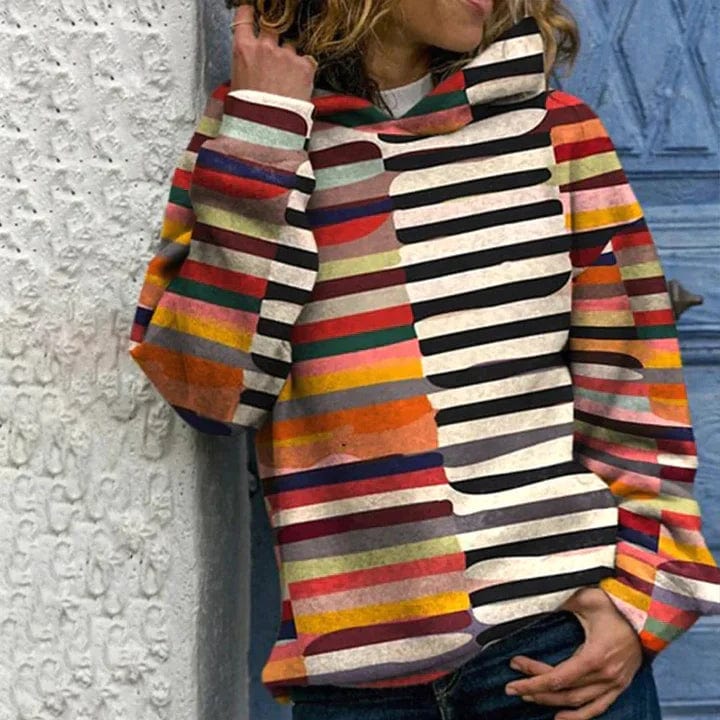 Savannah Pull Femme en Maille Rétro – Pull à Motif Vintage avec Manches Longues & Finition Côtelée