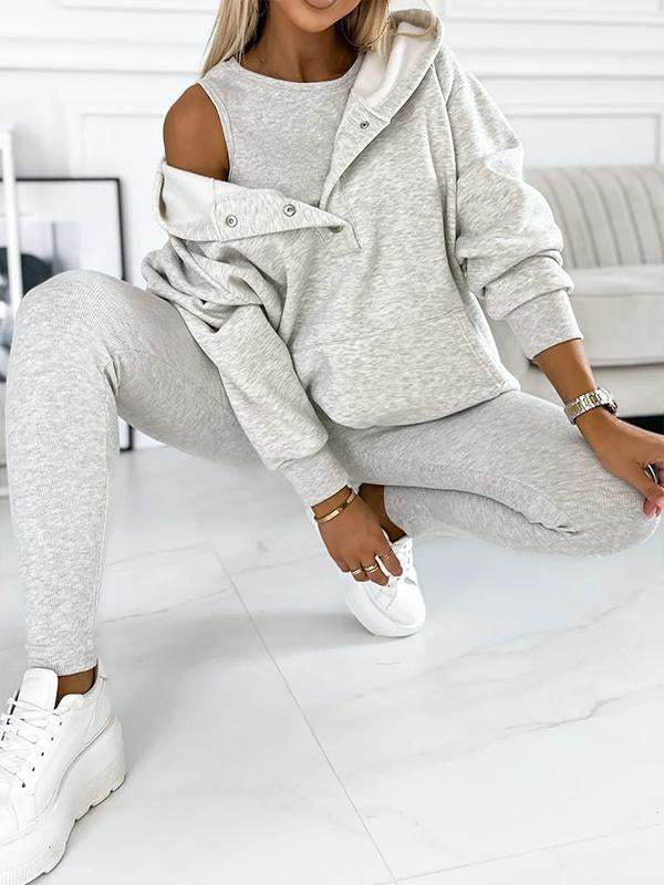 Lysa Ensemble Loungewear Femme – Set Confortable avec Sweat à Poche Kangourou & Pantalon Taille Haute