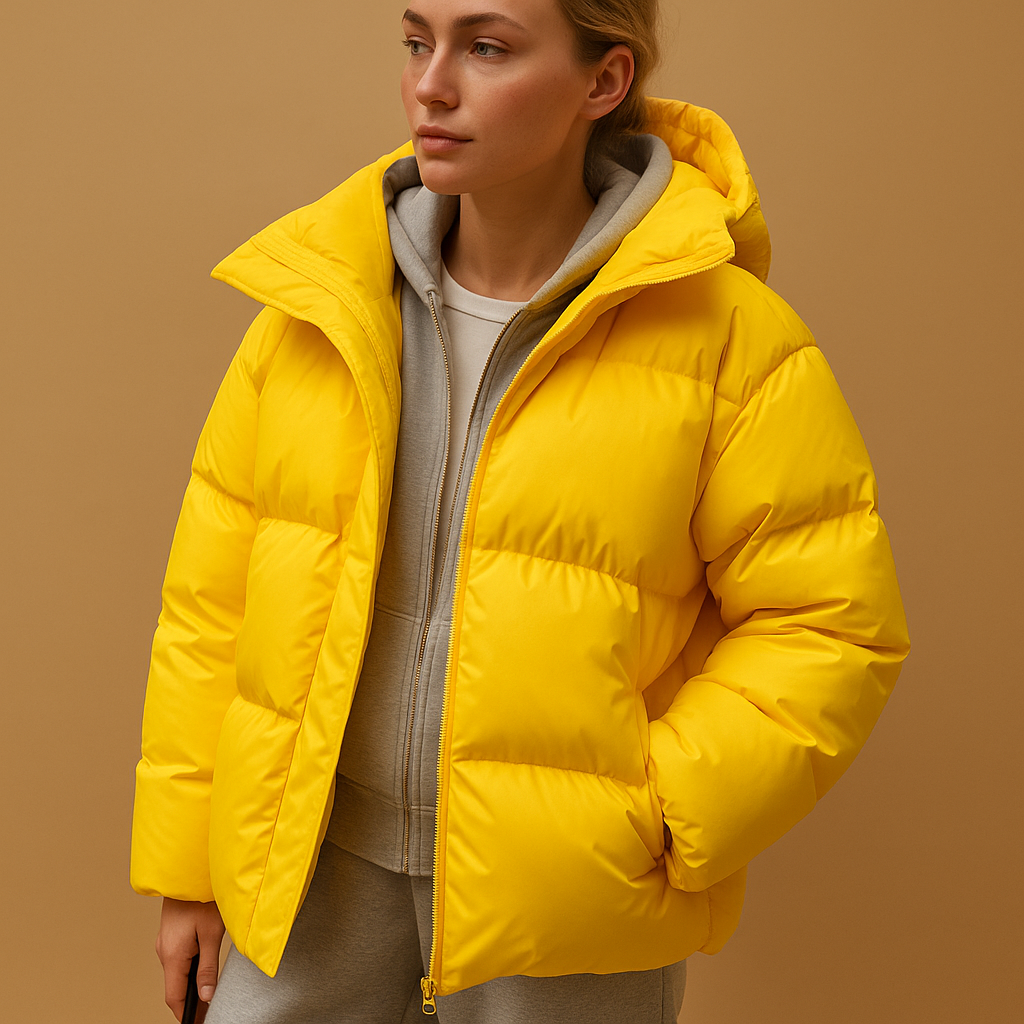 Delaney Veste d’Hiver Matelassée Femme – Manteau Oversize Déperlant avec Capuche & Fermeture Éclair