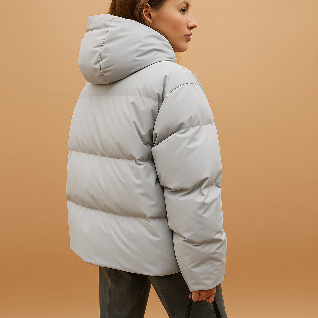 Delaney Veste d’Hiver Matelassée Femme – Manteau Oversize Déperlant avec Capuche & Fermeture Éclair