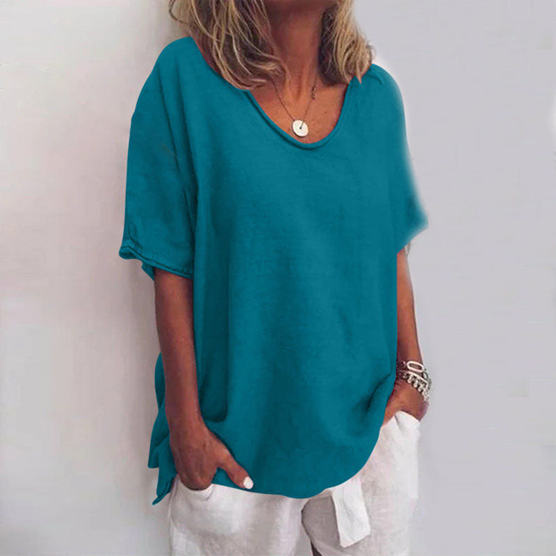 Ana Blouse Femme Classique – Blouse à Coupe Ample et Manches Courtes pour un Look Décontracté