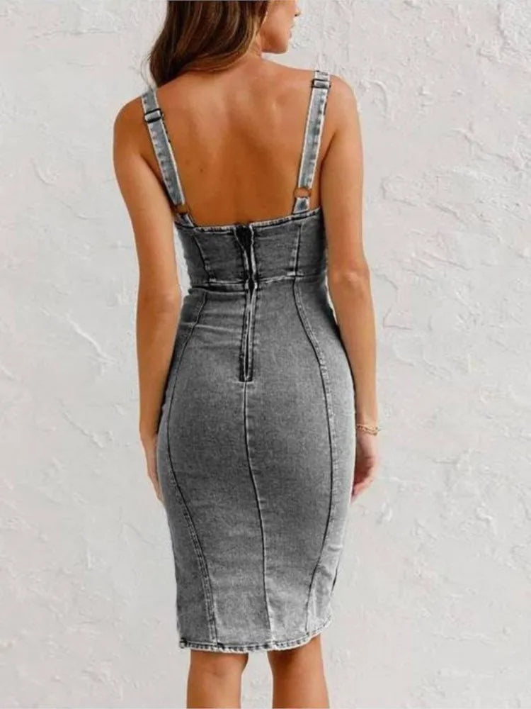 Abito in denim da donna Nevaeh - Spalline regolabili, look casual ed elegante, comfort personalizzato