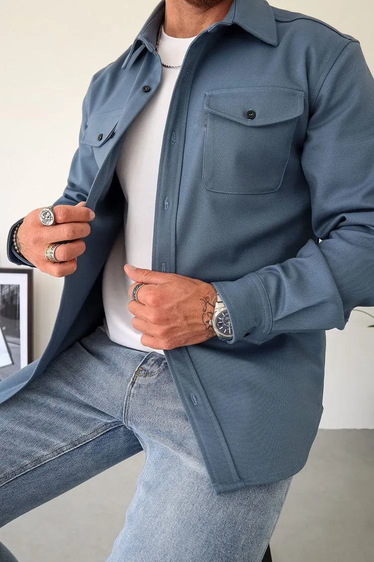 Giacca in pelle da uomo William con bottoni: stile senza tempo, resistente ed elegante