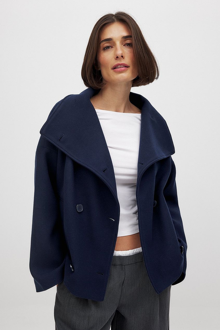 Zhane Manteau Femme en Laine Mélangée – Veste Oversize Croisée Chaude avec Coupe Structurée Élégante