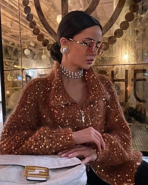 Cardigan Sol da donna – Elegante, comodo e sofisticato cardigan con paillettes