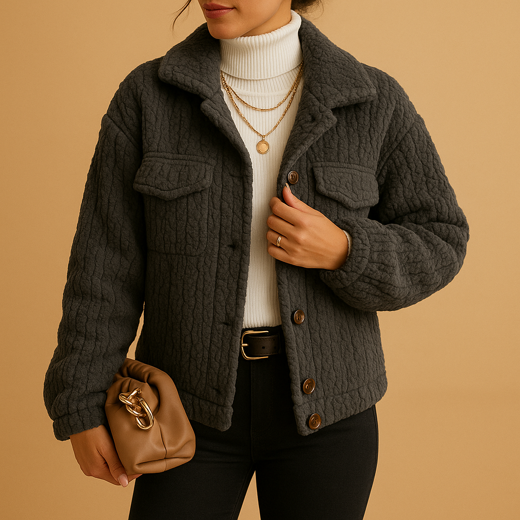 Mabel Veste Trucker Femme en Sherpa – Manteau Décontracté Doublé Doux avec Coupe Relaxée & Intérieur Chaud