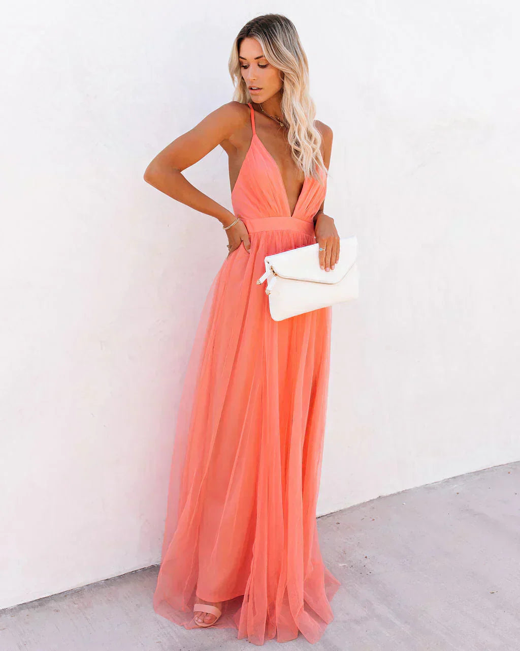 Amelia Robe Longue Élégante Femme – Robe Maxi Chic avec Coupe Fluide et Détails Raffinés