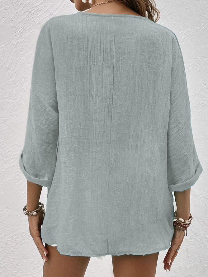Blusa con scollo a V da donna Criza - Vestibilità rilassata e leggera con maniche corte per il comfort quotidiano