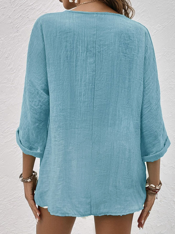 Blusa con scollo a V da donna Criza - Vestibilità rilassata e leggera con maniche corte per il comfort quotidiano