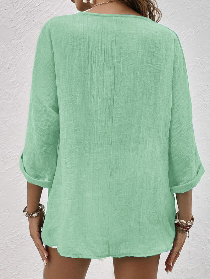 Blusa con scollo a V da donna Criza - Vestibilità rilassata e leggera con maniche corte per il comfort quotidiano