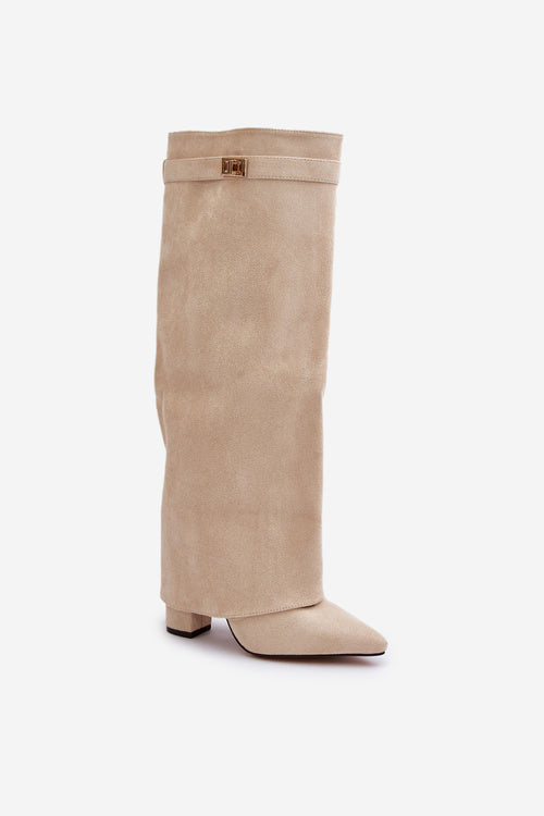 Stivali alti Amélie – Stivali in pelle scamosciata nera con punta affilata e dettagli eleganti