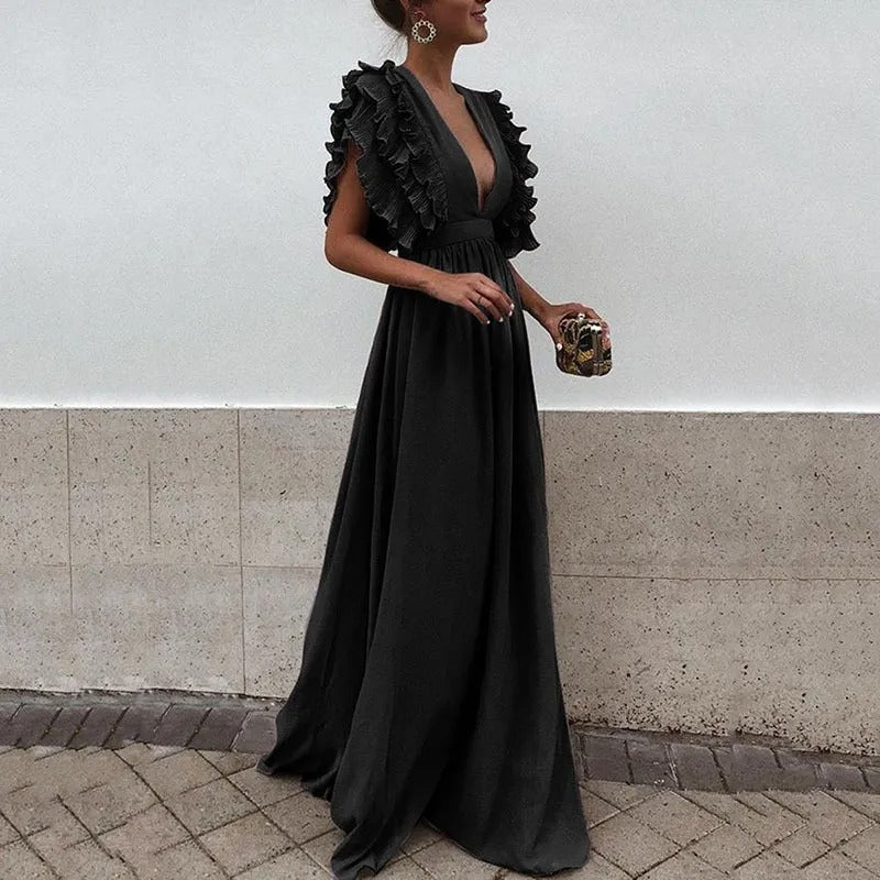 Abito lungo da sera da donna Marthe - Elegante abito lungo con taglio fluido