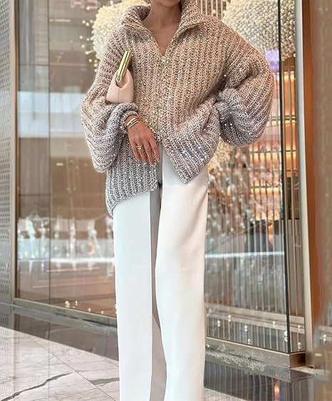 Cardigan Sol da donna – Elegante, comodo e sofisticato cardigan con paillettes