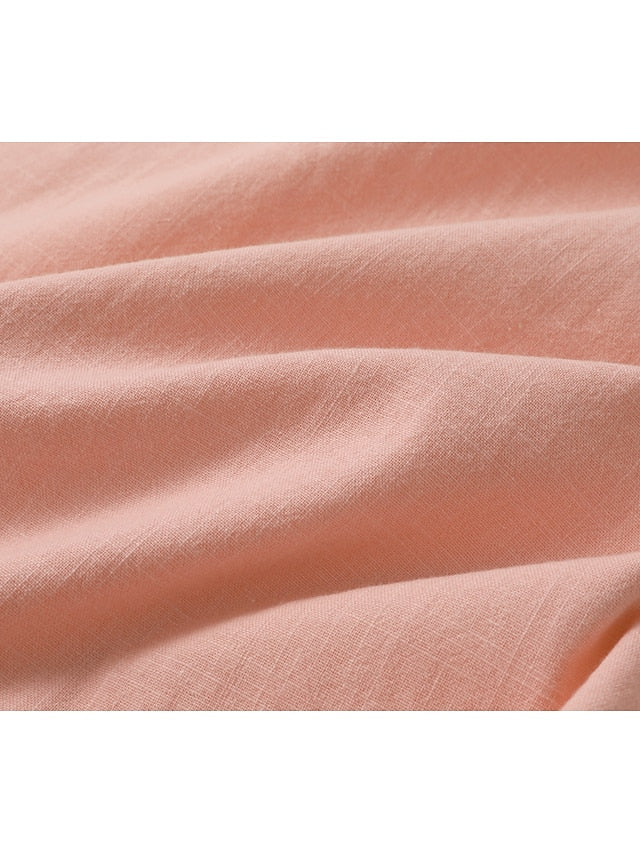 Camicia in lino da uomo Silas - Camicia estiva traspirante con collo Henley e maniche corte