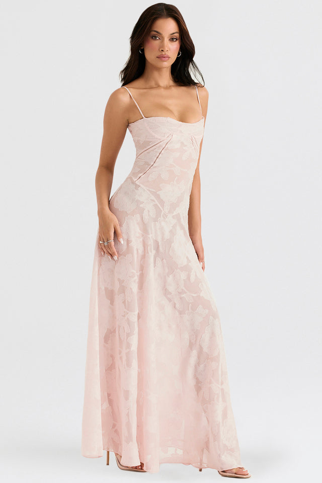 Kandace Robe Longue Femme – Robe en Dentelle Scintillante avec Bretelles Réglables & Bonnets Intégrés