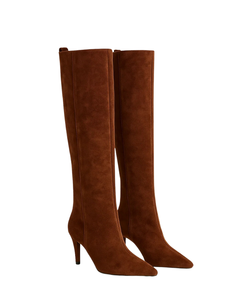 Madelyn Women's High Boots – Straight Shaft Elegant, Thin Heel & Chic Pointed Toe