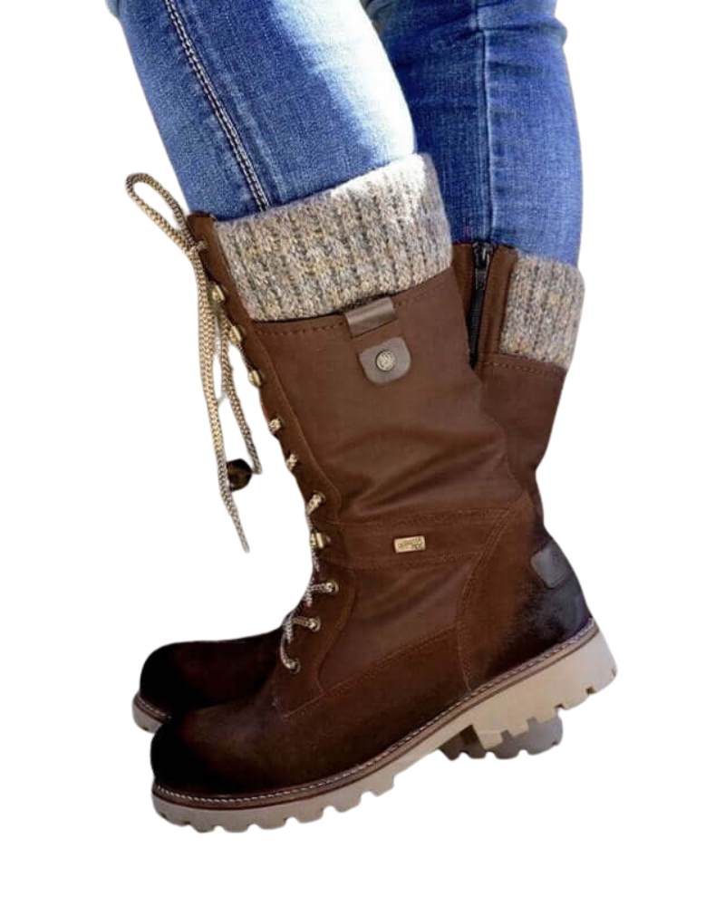 Gretta Dames Winterlaarzen – Warme Waterdichte Antisliplaarzen met Veters