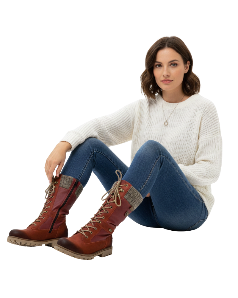 Gretta Dames Winterlaarzen – Warme Waterdichte Antisliplaarzen met Veters