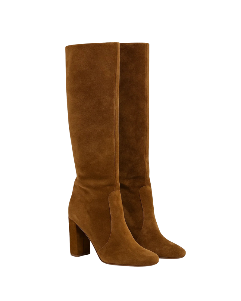 Maeve Women's Tall Boots – Stable Block Heel, Leather Look & Sleek Chic Silhouette