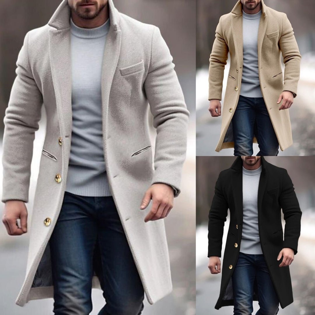Cappotto invernale da uomo Robert - Cappotto lungo ed elegante con pratiche tasche, bottoni e vestibilità slim