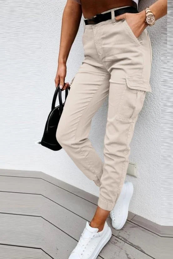 Jordyn Pantalon Cargo Taille Haute Femme – Confort, Style Tendance & Poches Fonctionnelles
