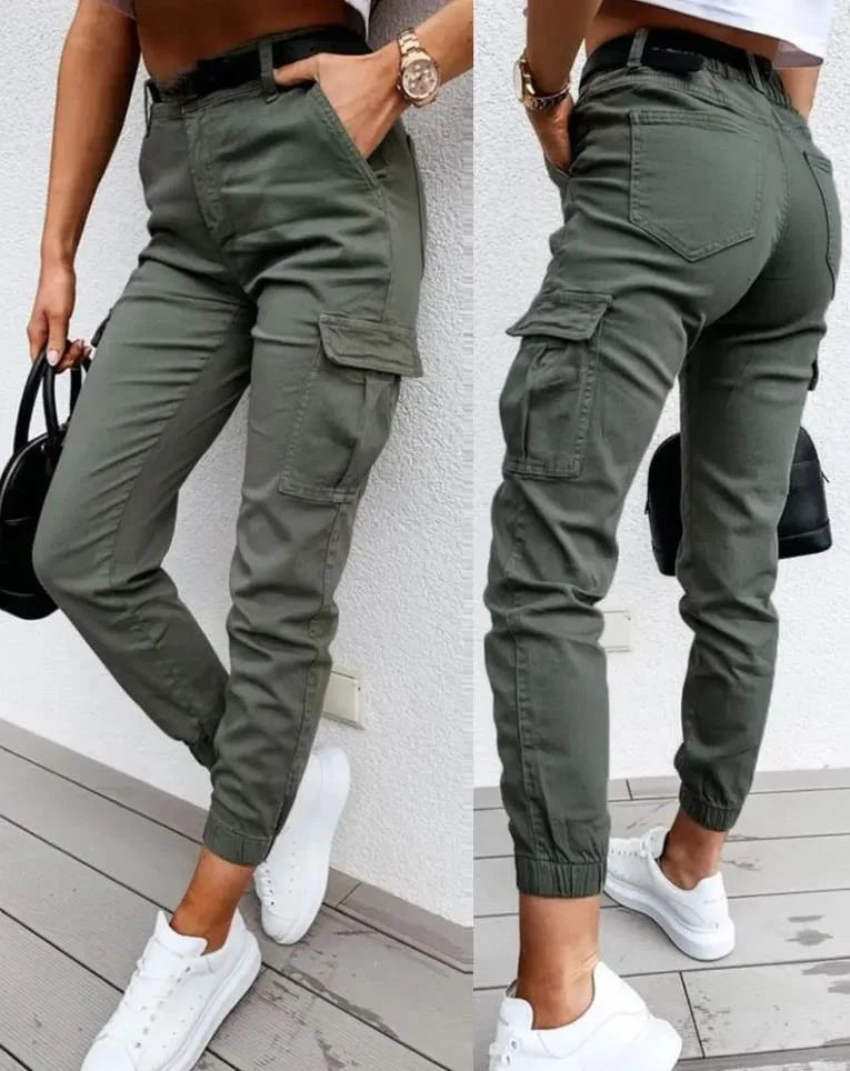 Jordyn Pantalon Cargo Taille Haute Femme – Confort, Style Tendance & Poches Fonctionnelles