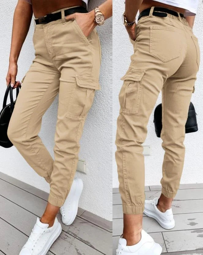 Jordyn Pantalon Cargo Taille Haute Femme – Confort, Style Tendance & Poches Fonctionnelles