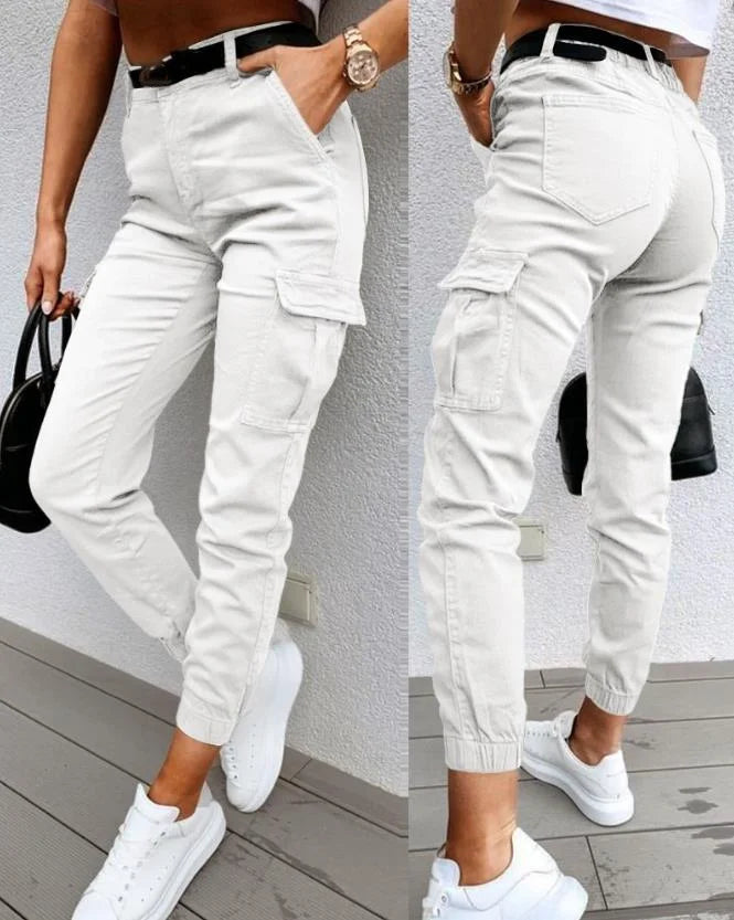 Jordyn Pantalon Cargo Taille Haute Femme – Confort, Style Tendance & Poches Fonctionnelles