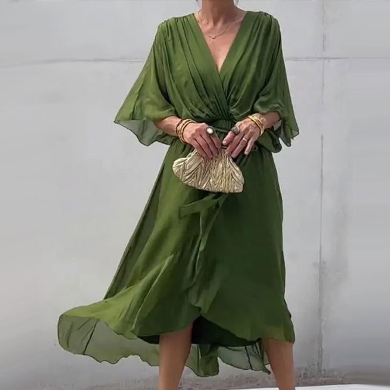 Abito avvolgente da donna Aceline: scollo a V profondo e cintura in vita per una vestibilità elegante e valorizzante