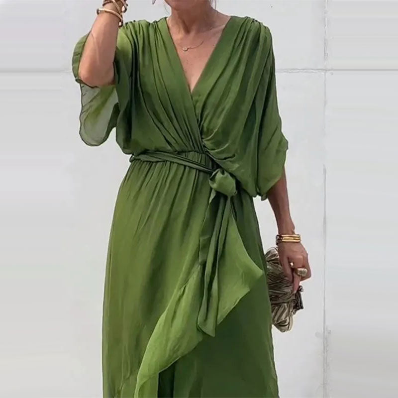 Abito avvolgente da donna Aceline: scollo a V profondo e cintura in vita per una vestibilità elegante e valorizzante