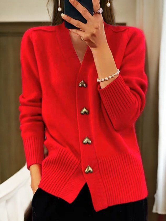 Paulina Gilet Femme – Gilet Chaud Élégant avec Boutons en Forme de Cœur