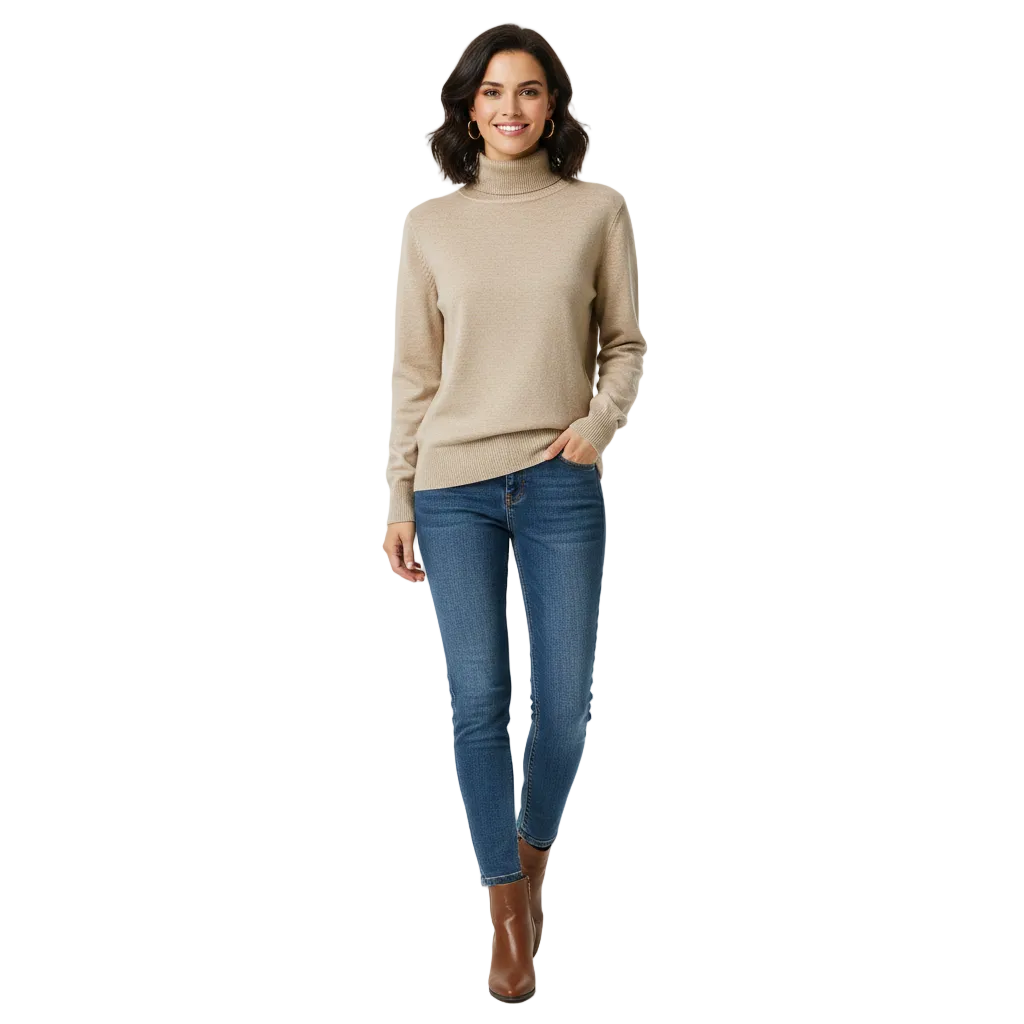 Léa Pull Col Roulé Femme – Pull en Cachemire Doux à Coupe Ajustée et Élégante