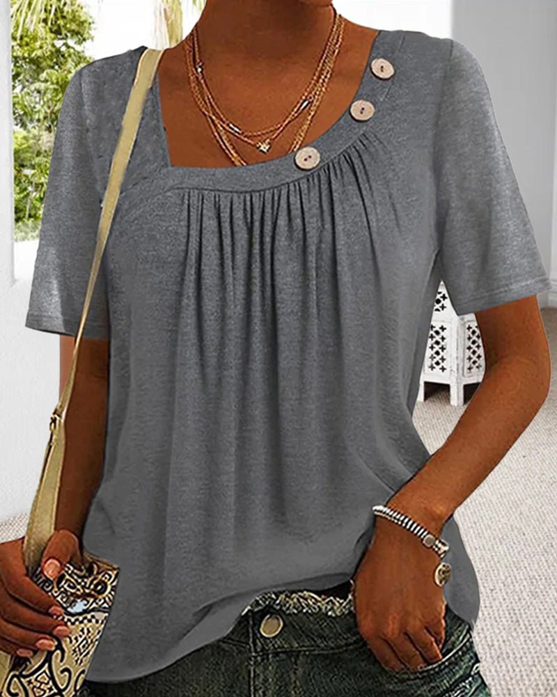 Maglietta da donna Macey - Comoda maglietta in cotone con scollo tondo e maniche corte