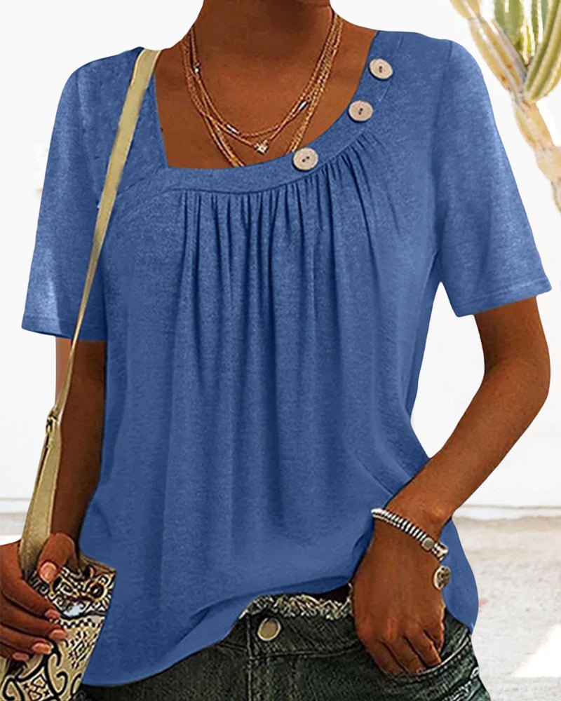 Maglietta da donna Macey - Comoda maglietta in cotone con scollo tondo e maniche corte
