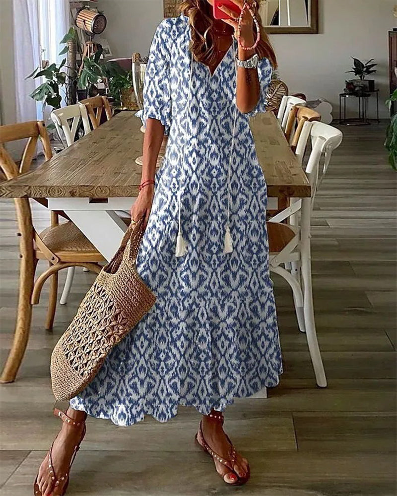 Abito lungo bianco da donna: stile bohémien chic, cotone leggero e stile estivo Ibiza