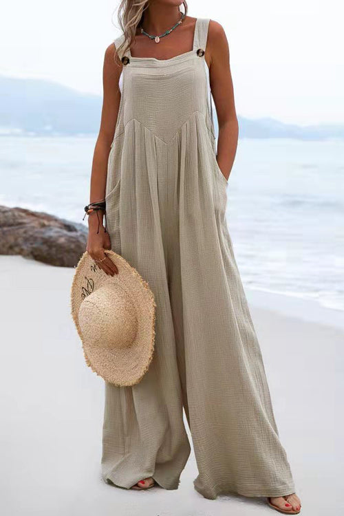 Salopette da donna Sophia: stile bohémien, pantaloni larghi e spalline sottili leggere