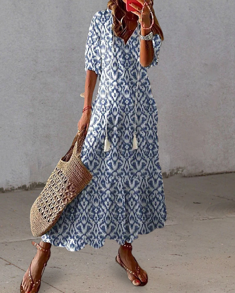 Abito lungo bianco da donna: stile bohémien chic, cotone leggero e stile estivo Ibiza