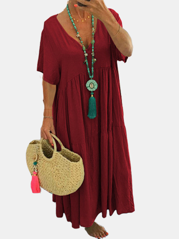 Abito lungo estivo da donna Saylor - Abito lungo bohémien ampio in stile casual per le vacanze e il tempo libero