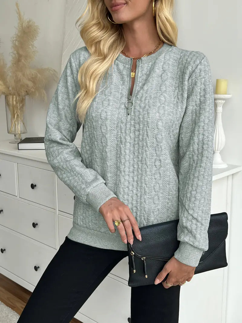 Margaux Sweat Femme Hiver – Pull Zippé Confortable en Maille avec Design Élégant
