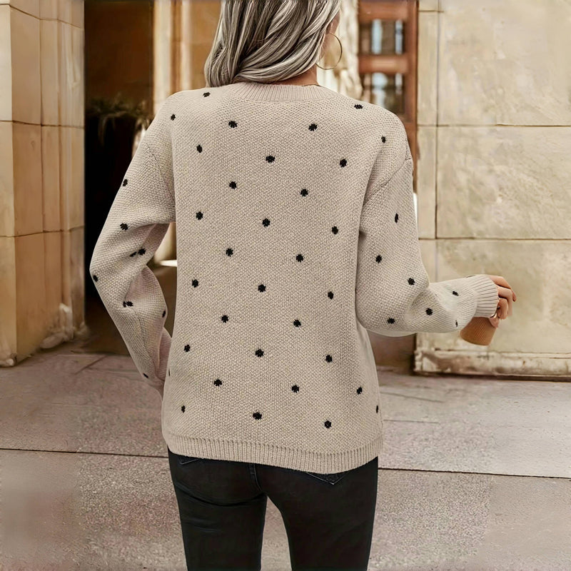 Aubrey Pull Woman – Soft Knit with Polka Dots with Comfortable Fit & Elegant Round Neck