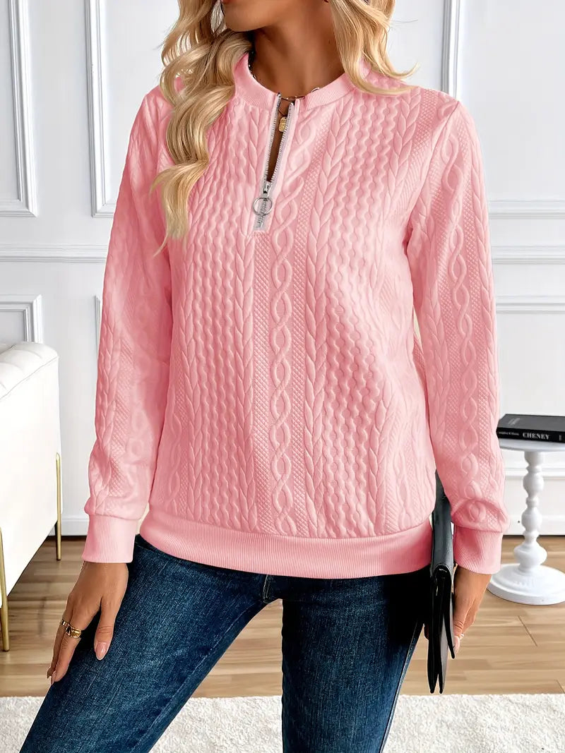Margaux Sweat Femme Hiver – Pull Zippé Confortable en Maille avec Design Élégant