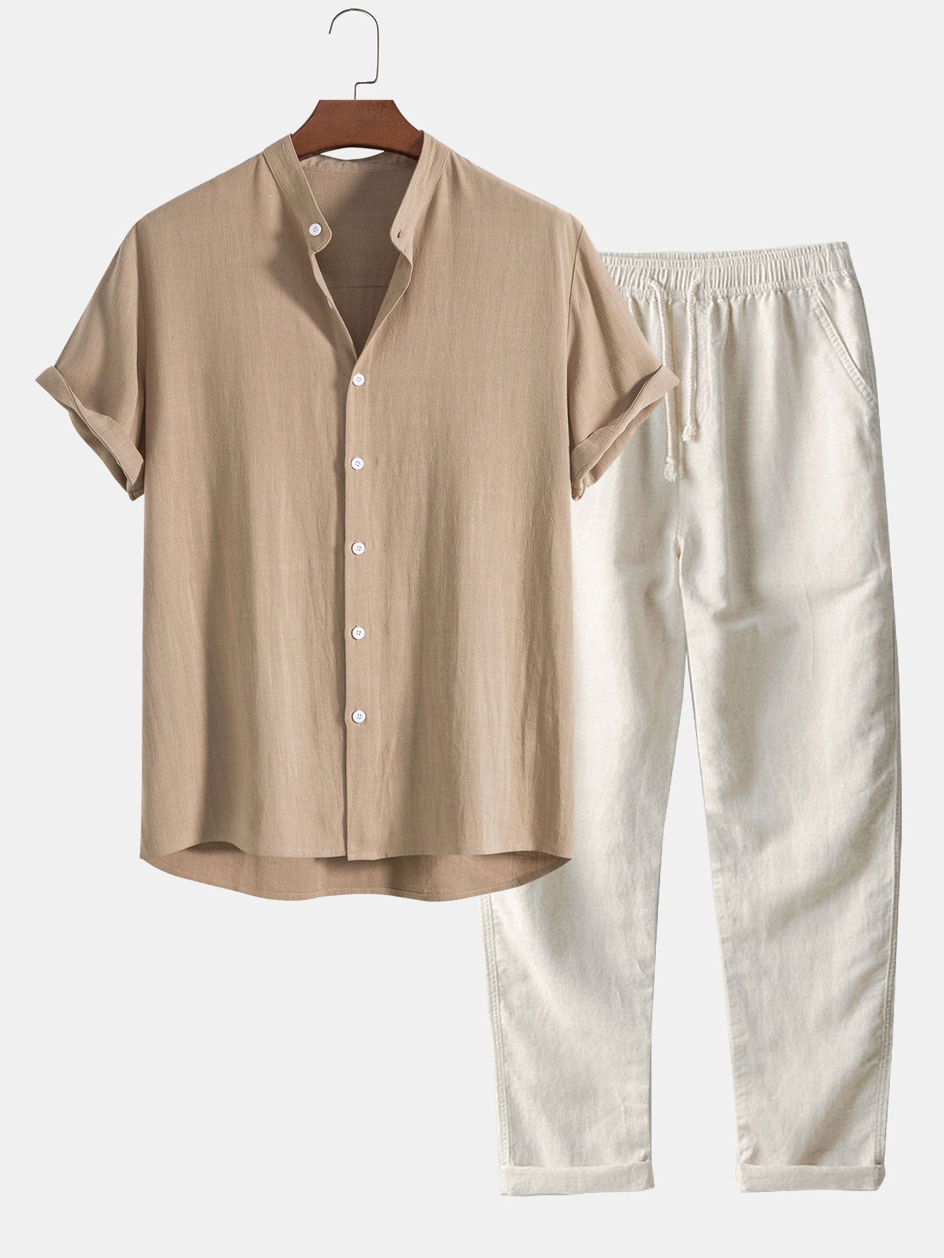Completo estivo da uomo Richard - Look in lino traspirante con maniche corte e pantaloni comodi