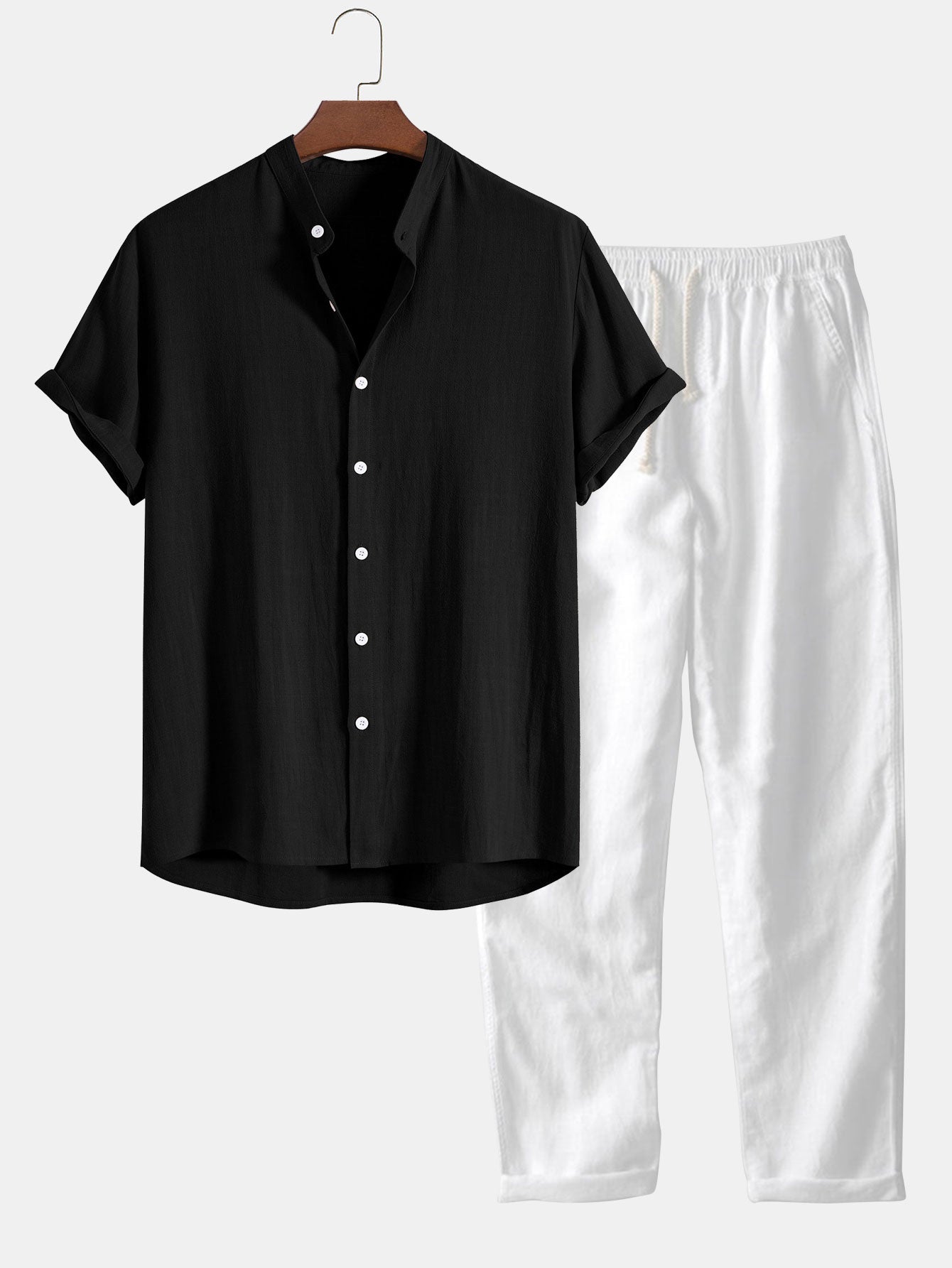 Completo estivo da uomo Richard - Look in lino traspirante con maniche corte e pantaloni comodi