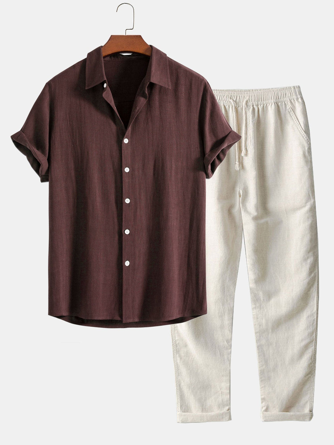 Completo estivo da uomo Richard - Look in lino traspirante con maniche corte e pantaloni comodi