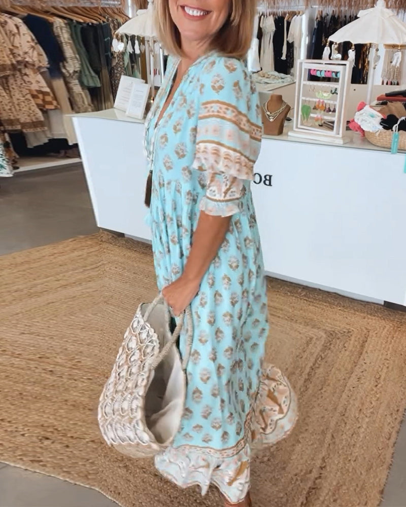 Abito da donna Tallulah - Abito stampato con scollo a V, maniche lunghe e vestibilità comoda