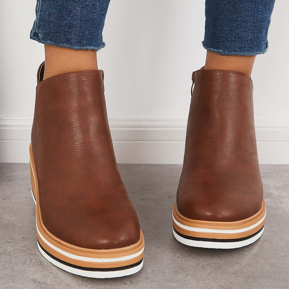 Felise Bottines Femme – Bottes à Semelle Plateforme Élégantes avec Zip, Confortables et Durables