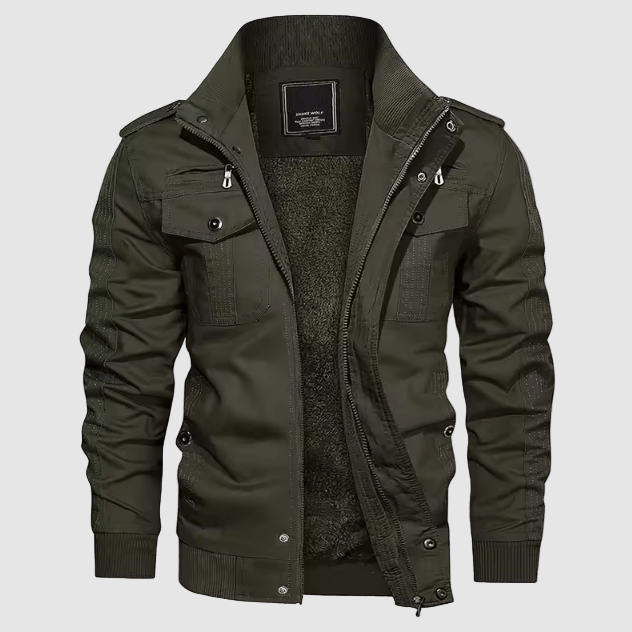 Aiden Blouson Aviateur Homme – Veste Pilote Chaude avec Doublure Polaire & Col Montant