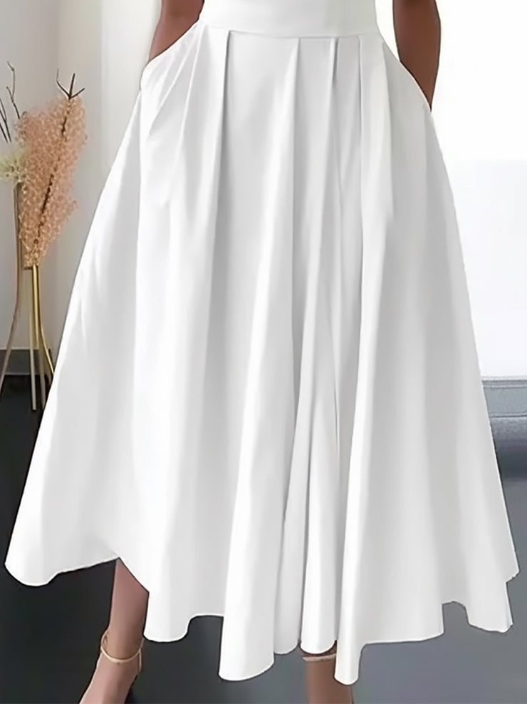 Abito lungo da donna Beatrice - Elegante abito bianco con scollo a V per l'estate e gli eventi speciali