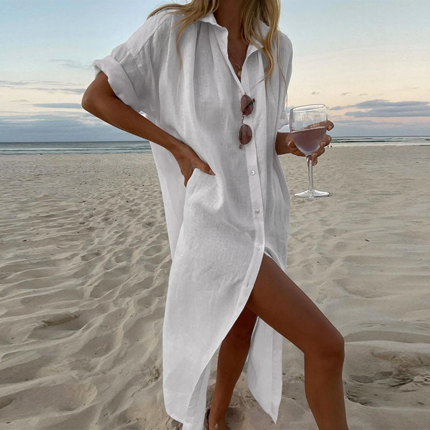 Abito camicia da donna Zoya - Elegante camicetta oversize con vestibilità comoda e look chic