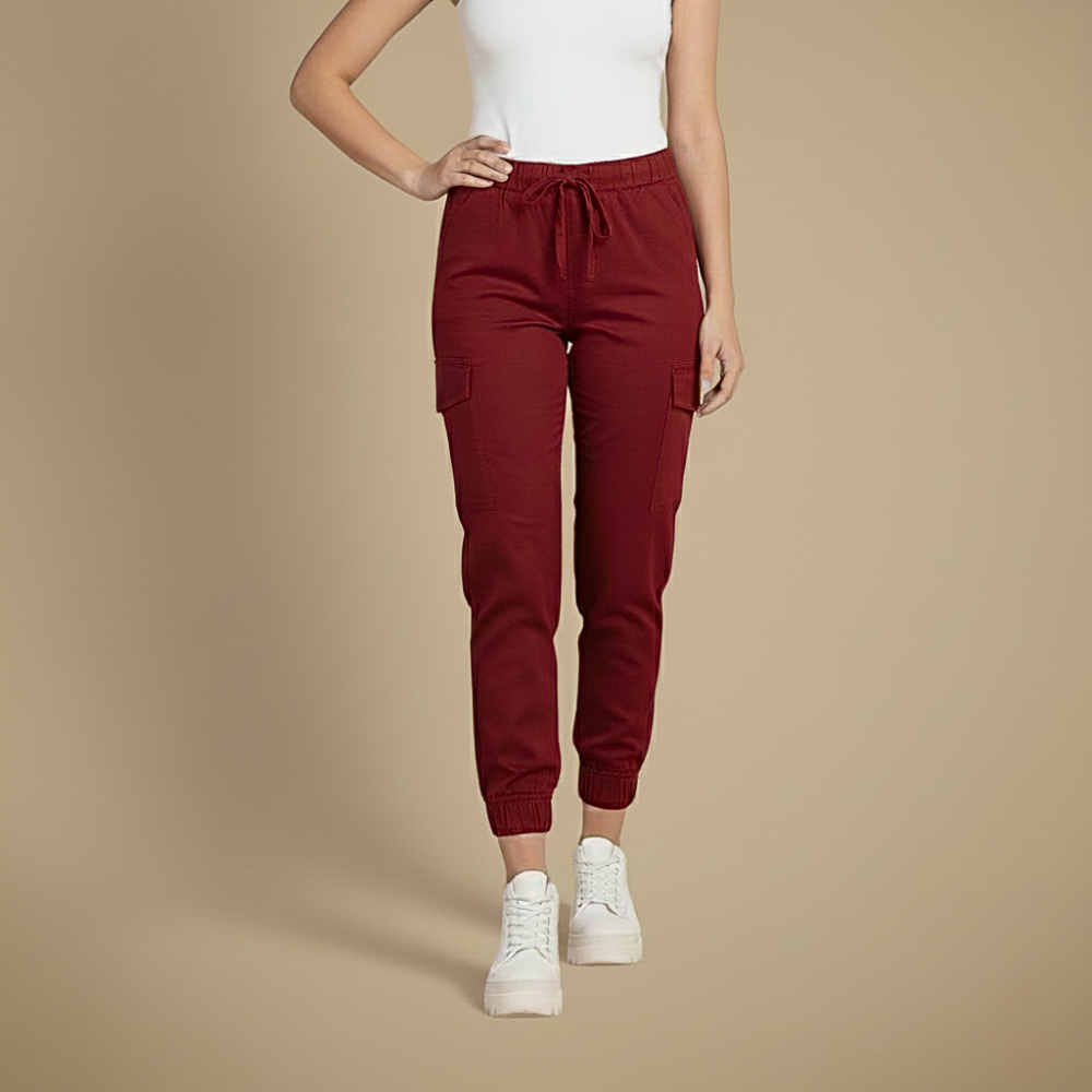 Kate Pantalon Cargo Jogging Femme – Jogger Streetwear à Taille Élastique et Poches